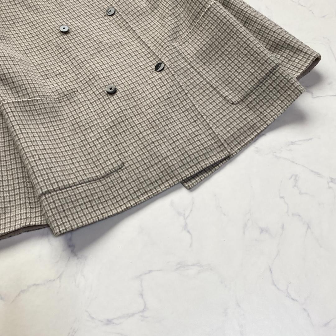 美品✨22AW セオリーリュクス 格子柄 リバー カシミヤ混ショートコート38