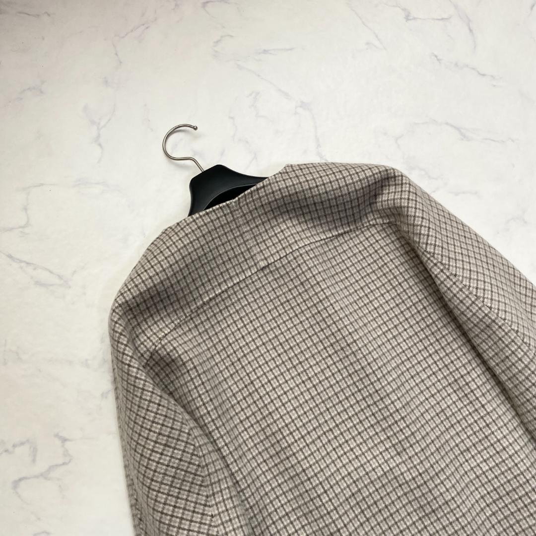 美品✨22AW セオリーリュクス 格子柄 リバー カシミヤ混ショートコート38
