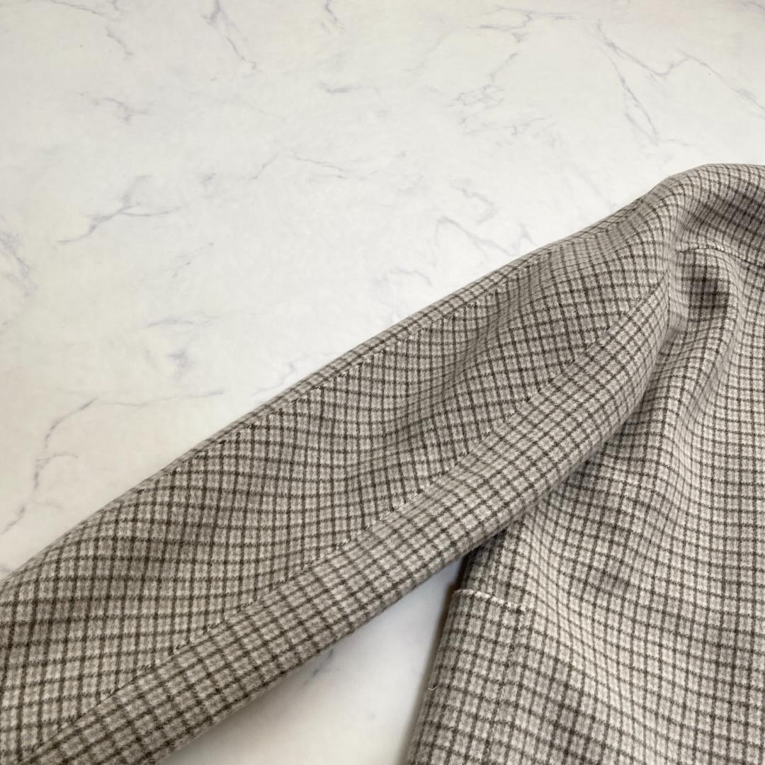 美品✨22AW セオリーリュクス 格子柄 リバー カシミヤ混ショートコート38