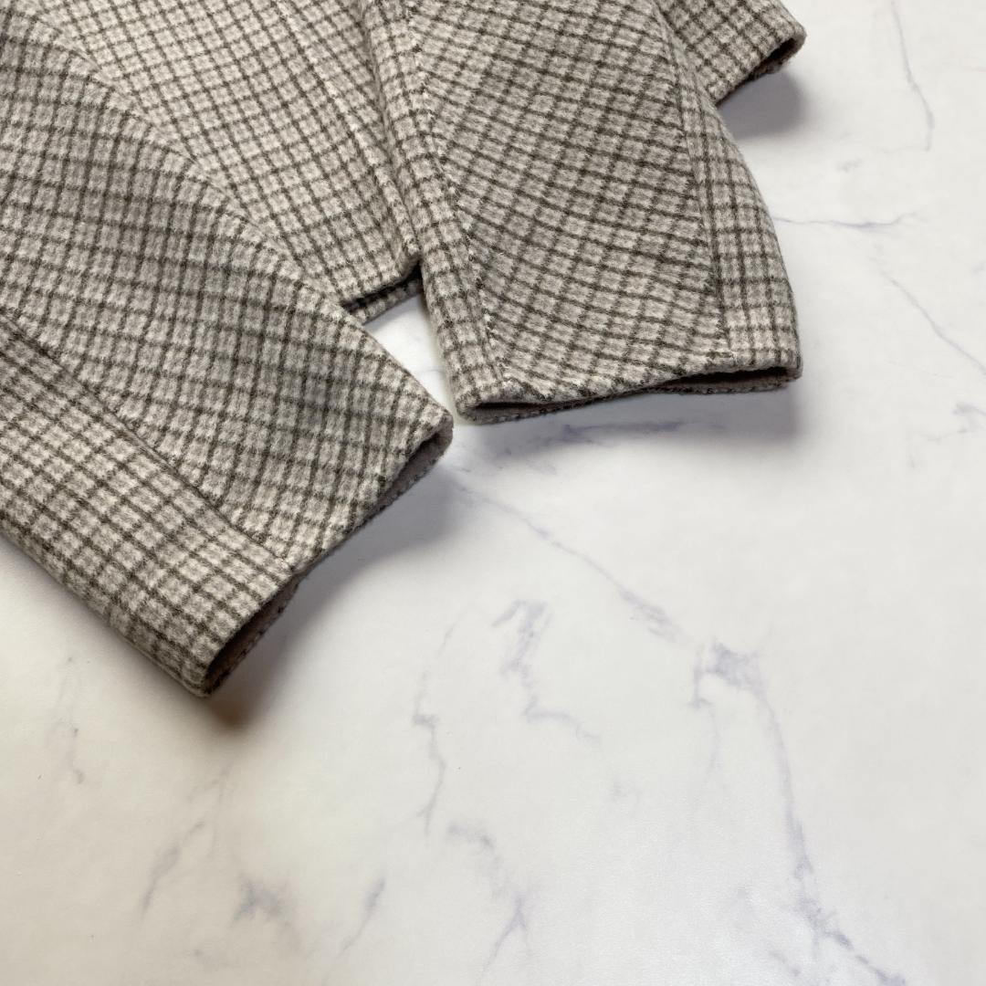美品✨22AW セオリーリュクス 格子柄 リバー カシミヤ混ショートコート38
