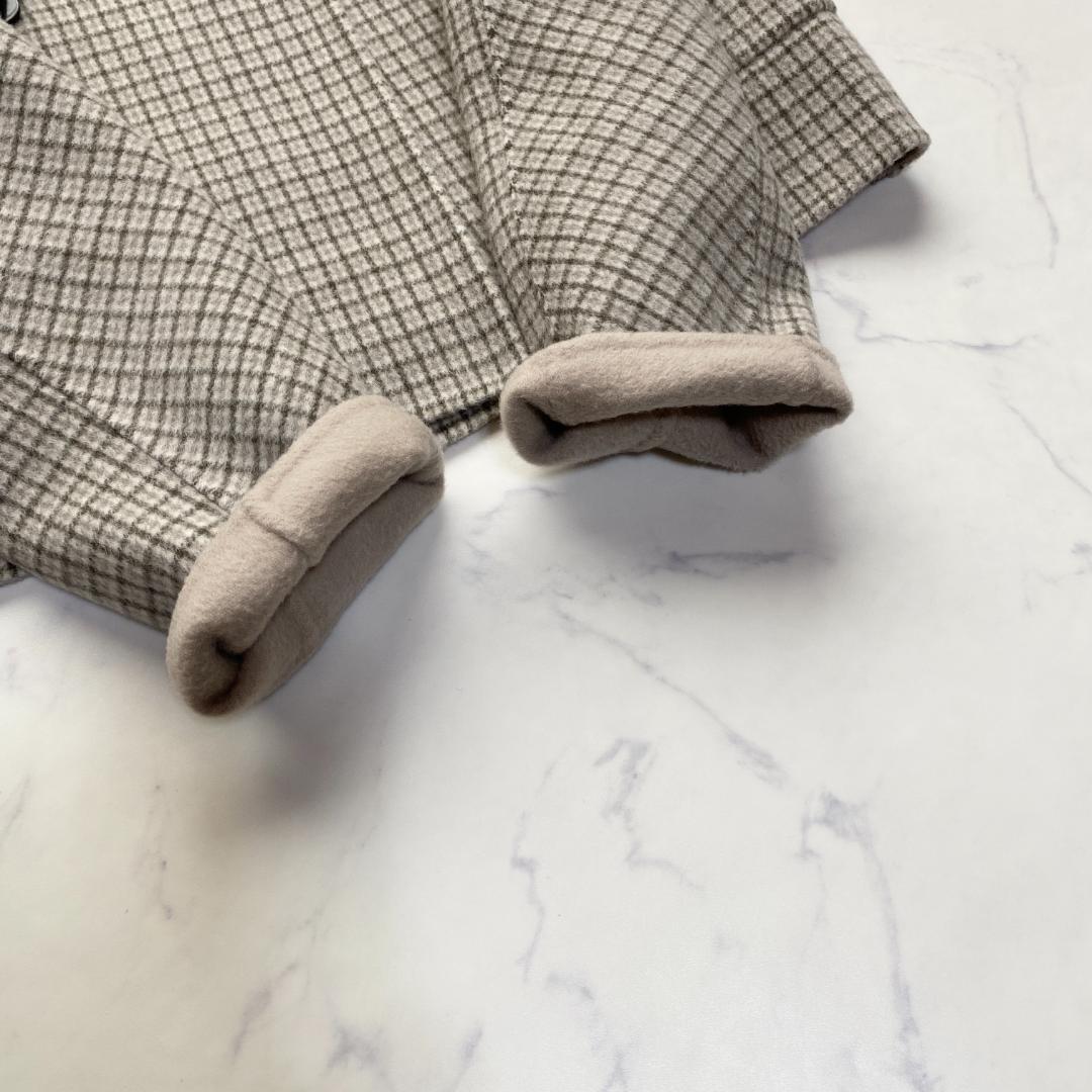 美品✨22AW セオリーリュクス 格子柄 リバー カシミヤ混ショートコート38