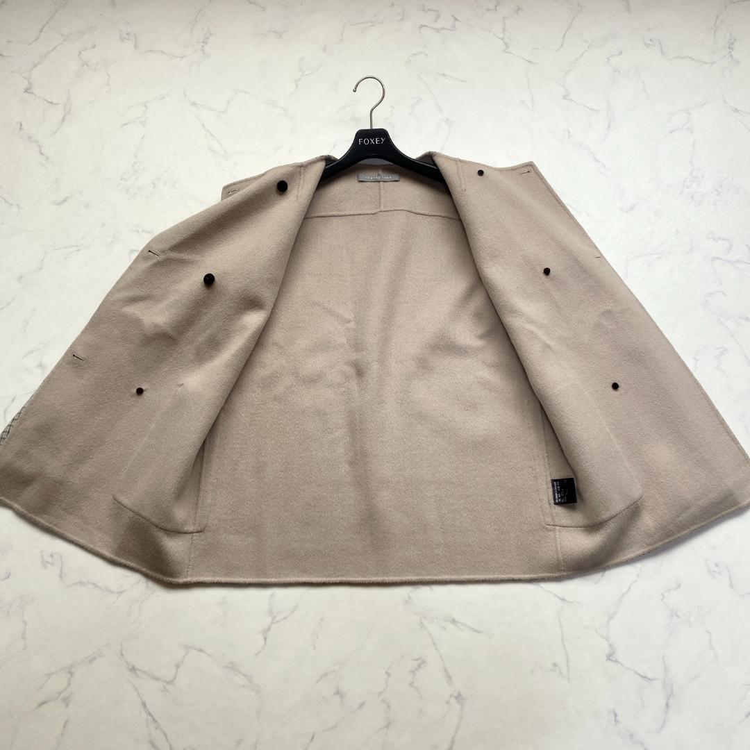 美品✨22AW セオリーリュクス 格子柄 リバー カシミヤ混ショートコート38