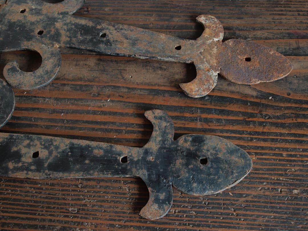 Heart_____錆びた鉄の古いちょうつがい 1組 39cm/J680