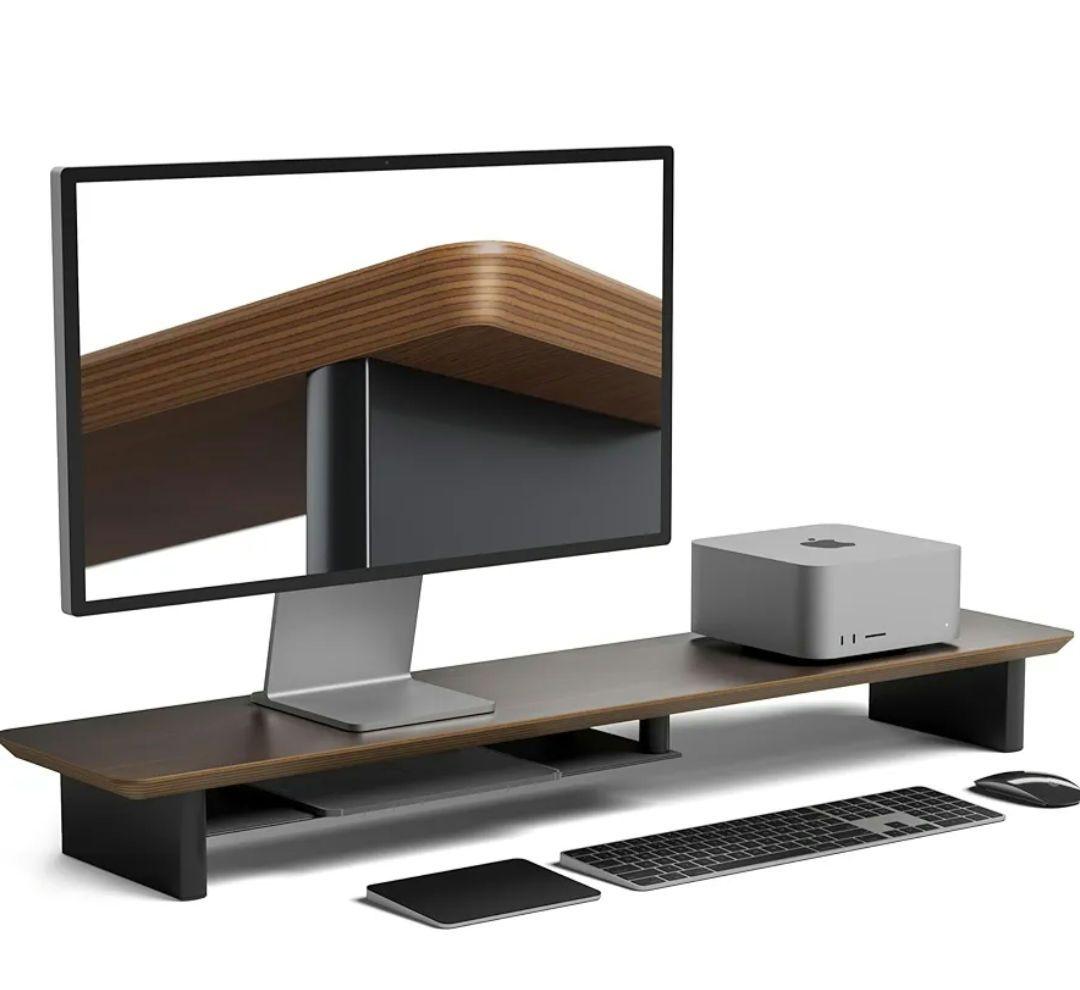 amesoba 木製 デスクシェルフ(ダークウォールナット/パーツ：ブラック