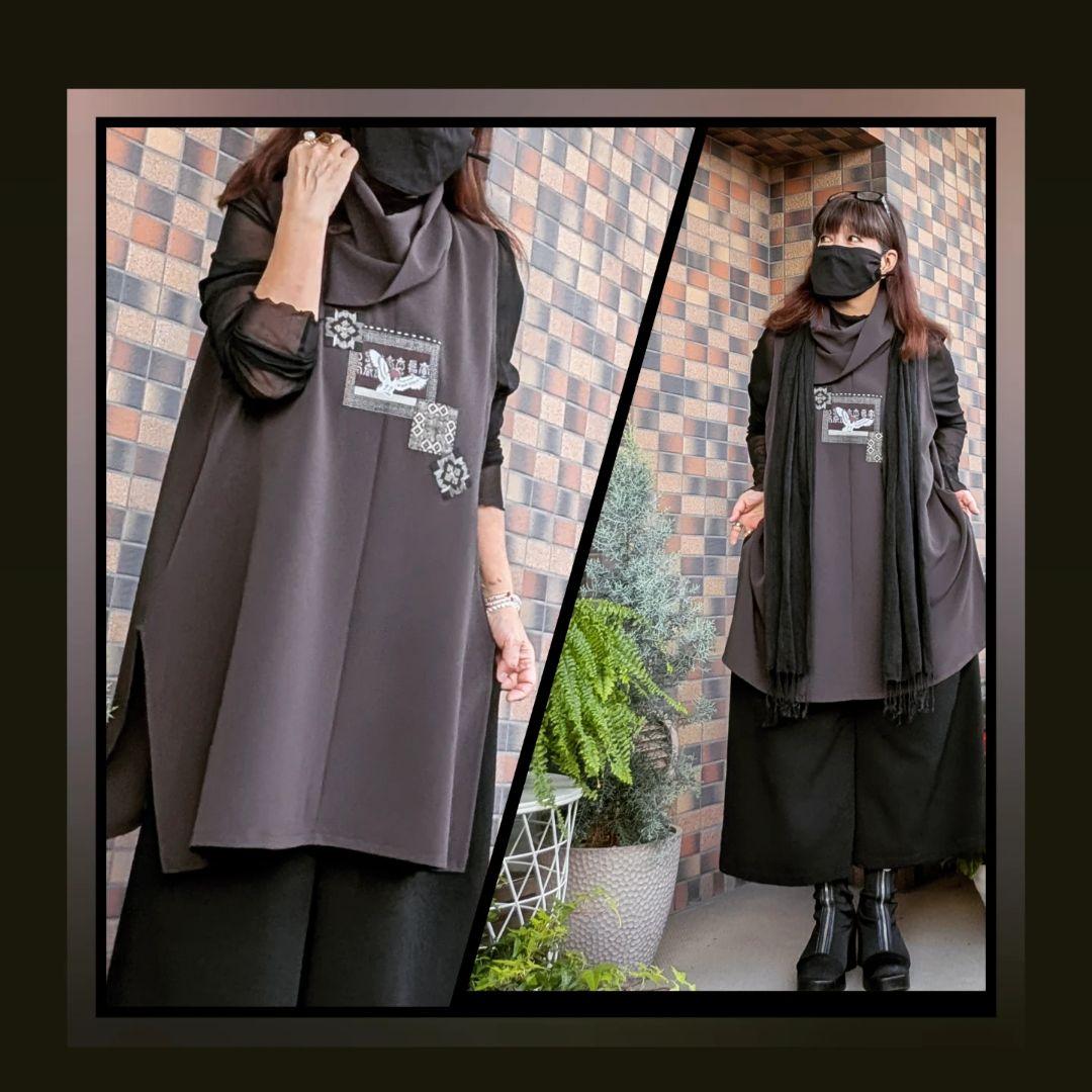 古布アレンジ♥丹後ちりめんベスト イレギュラーヘムライン