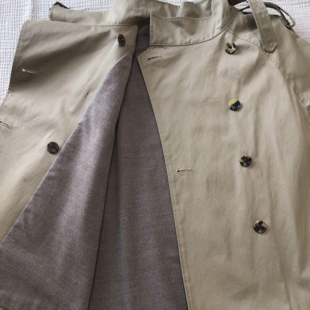 アダムエロペ　ベージュ　ダブルブレスト　ケープ　トレンチポンチョ　コート