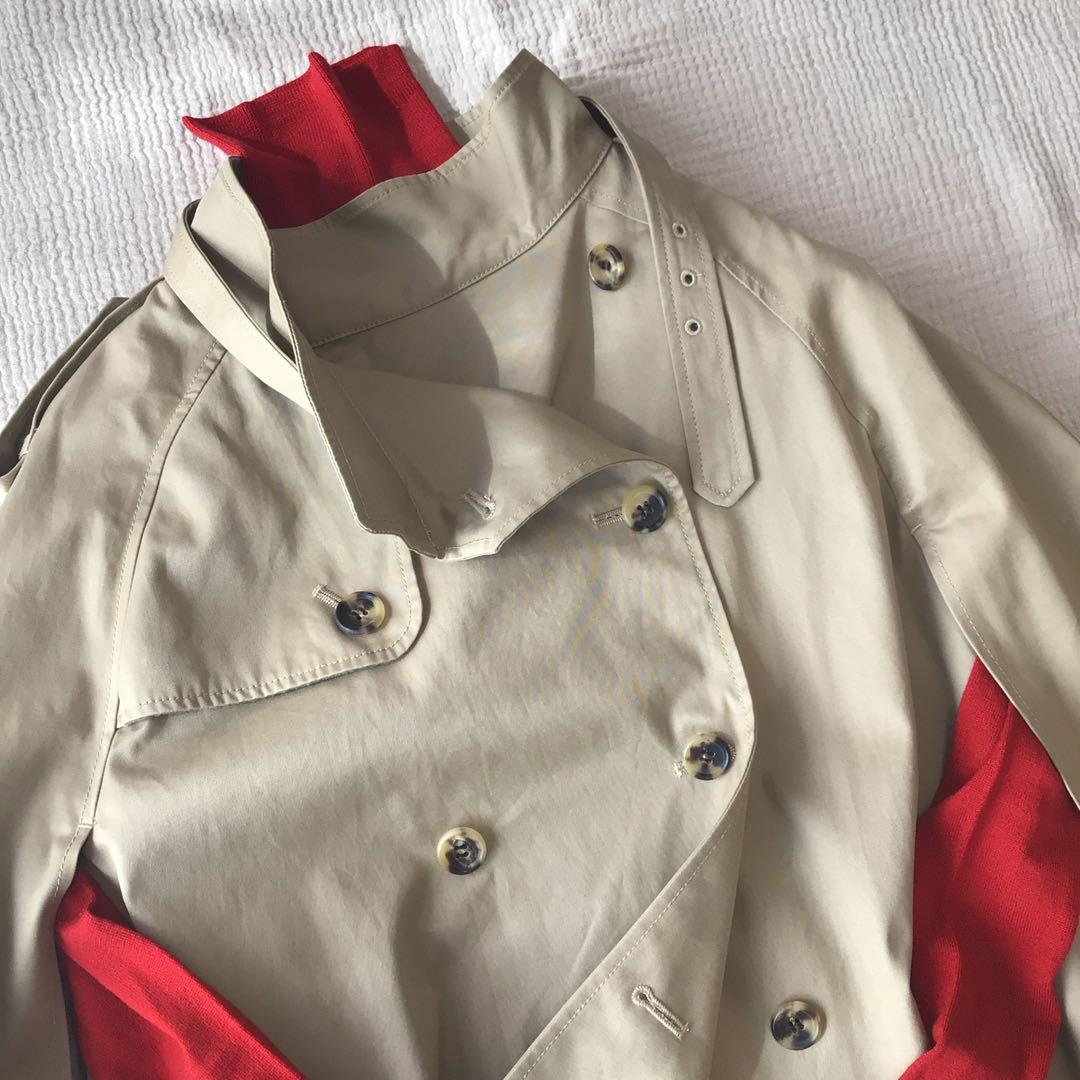 アダムエロペ　ベージュ　ダブルブレスト　ケープ　トレンチポンチョ　コート