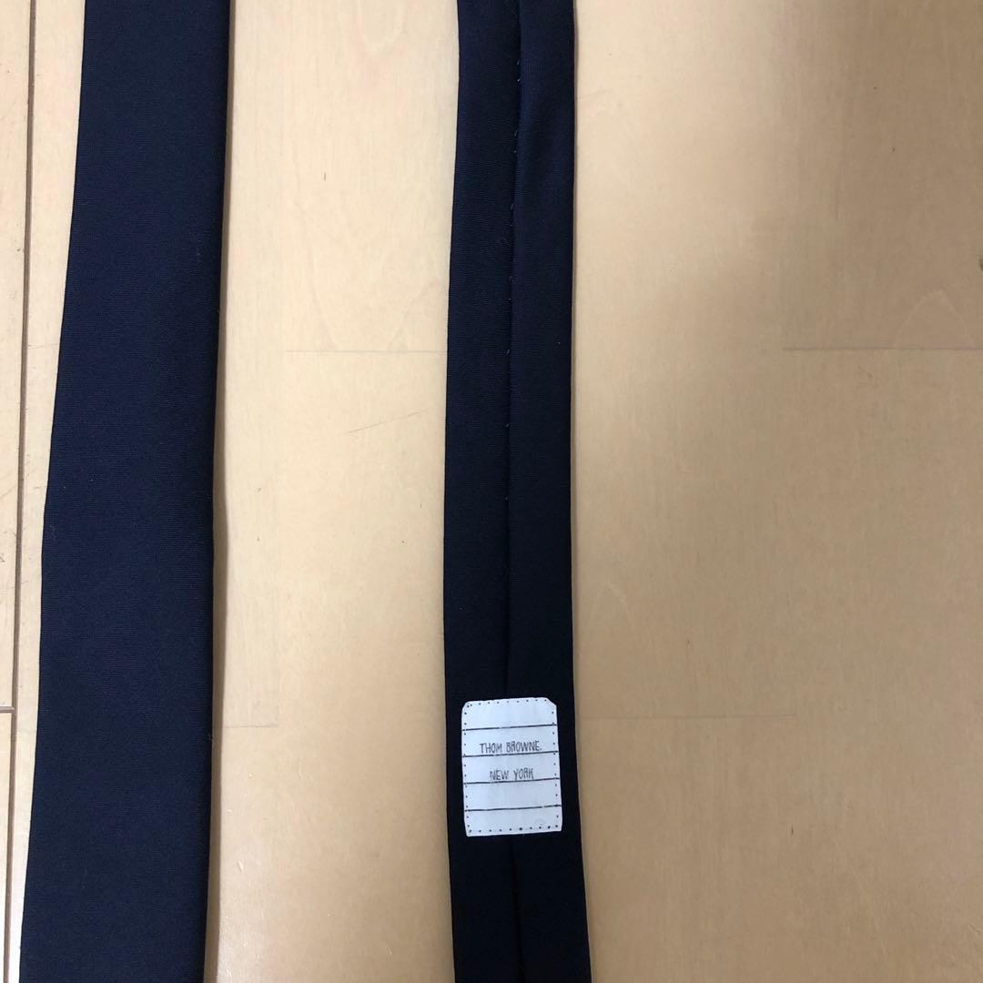 トムブラウン　ネイビーソリッドタイ　ウール