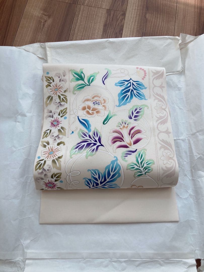 【超美品】【激安】【早い者勝ち】染め名古屋帯 花柄刺繍 雑誌掲載品