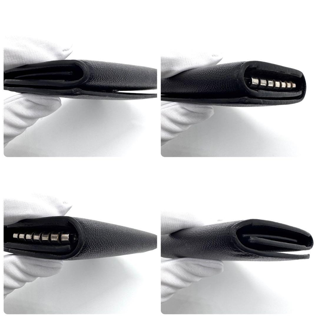 美品✨サンローラン　6連　キーケース　キーリング　キャビアスキン　YSL　黒