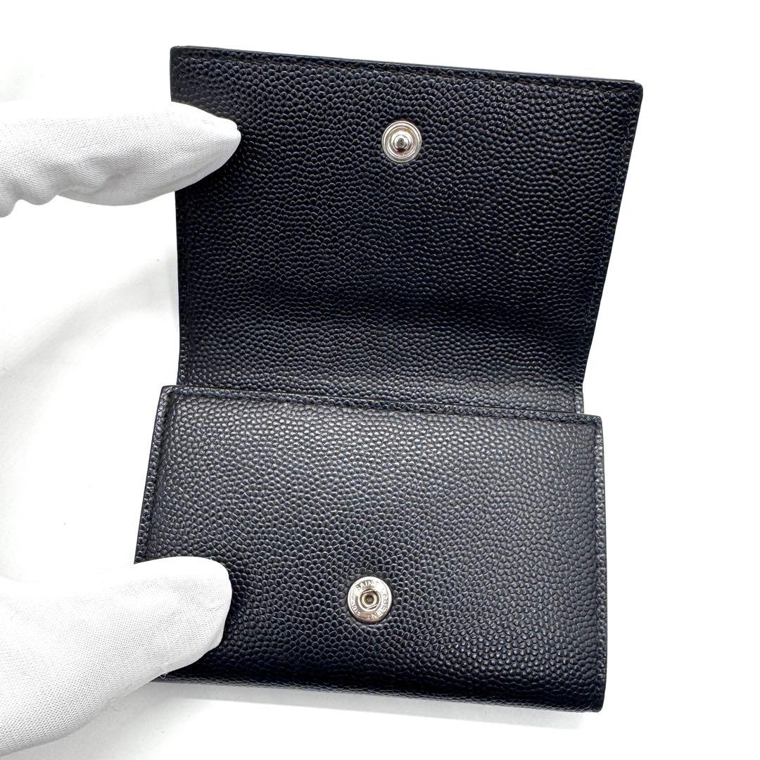 美品✨サンローラン　6連　キーケース　キーリング　キャビアスキン　YSL　黒