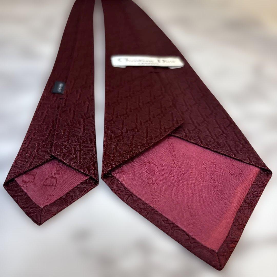 【極美品✨】Dior ネクタイ　オブリーク柄　レッド　赤　トロッター柄