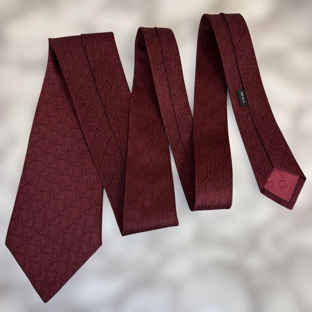 【極美品✨】Dior ネクタイ　オブリーク柄　レッド　赤　トロッター柄