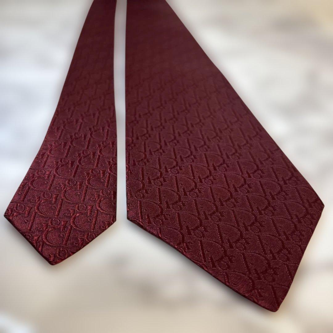 【極美品✨】Dior ネクタイ　オブリーク柄　レッド　赤　トロッター柄