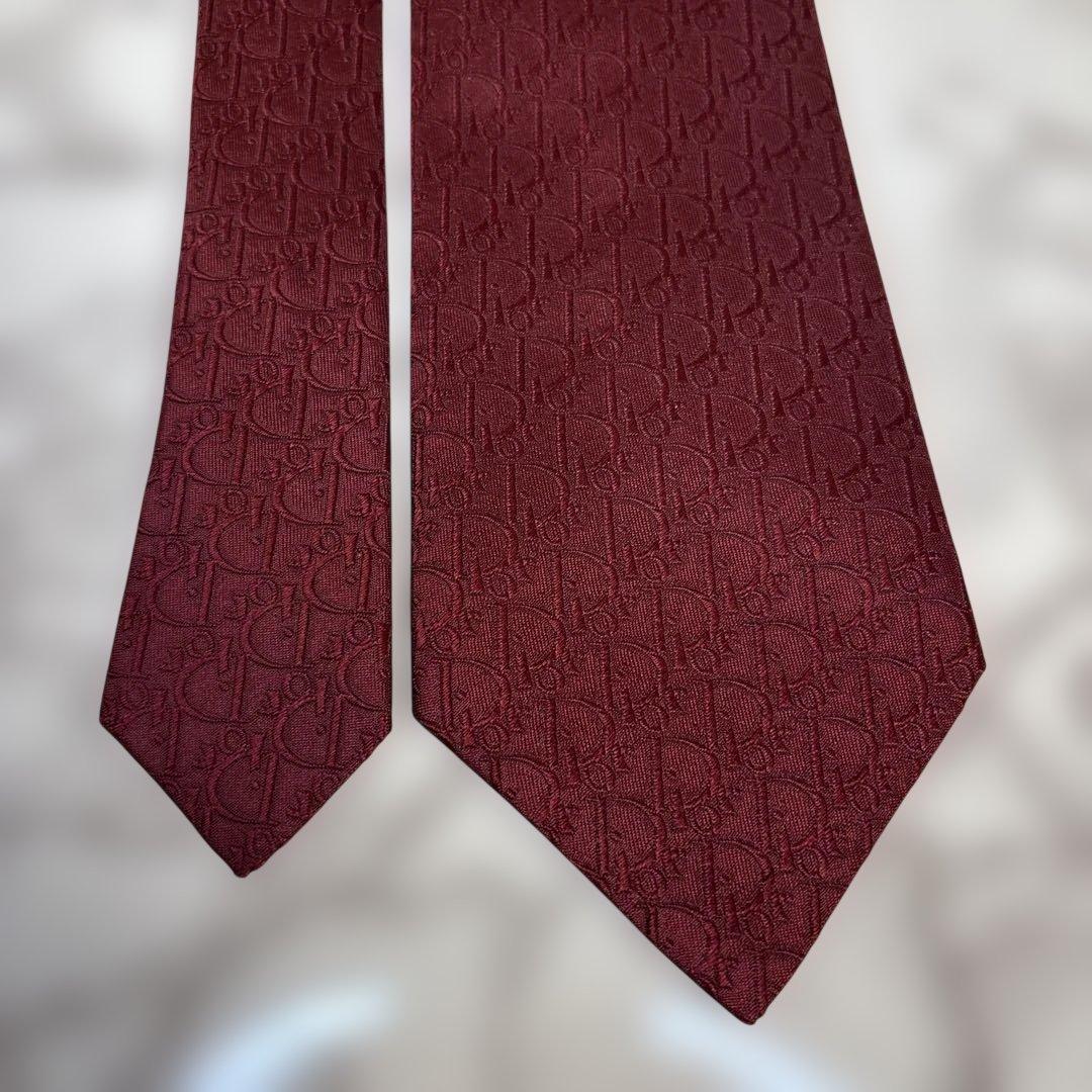 【極美品✨】Dior ネクタイ　オブリーク柄　レッド　赤　トロッター柄