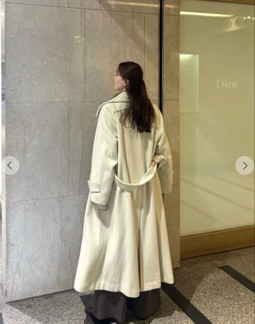 cocodeal ビッグカラーロングトレンチコート イエローベージュ