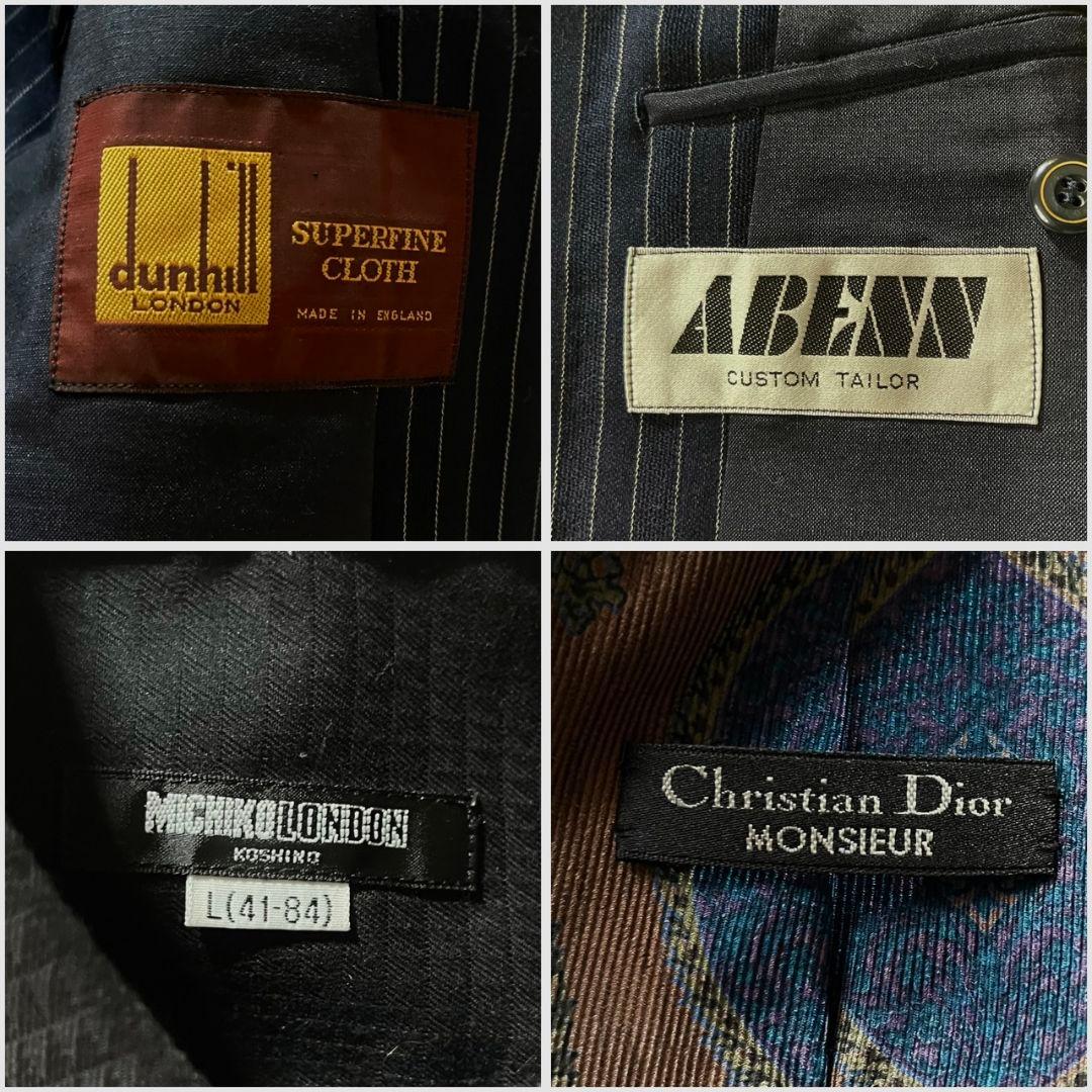 極美品✨超豪華５点セット✨DUNHILL英国製生地スーツ＋DIORネクタイ他　L