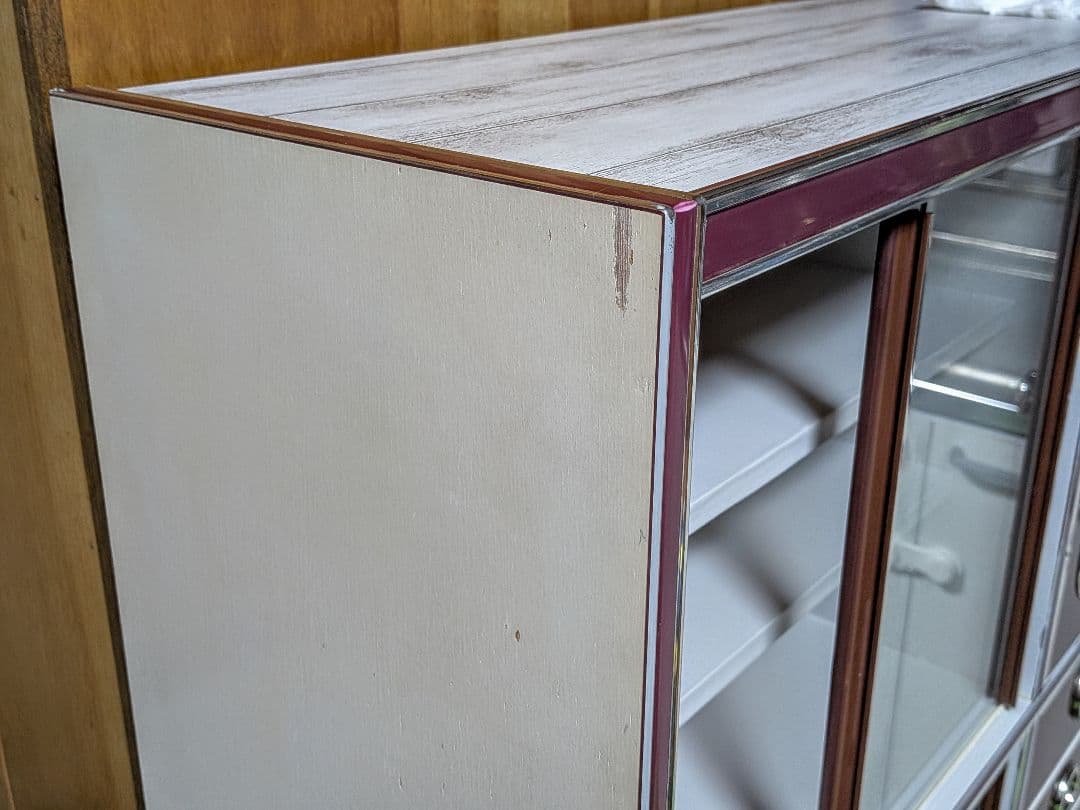 レトロポップ 食器棚 ガラス扉付き