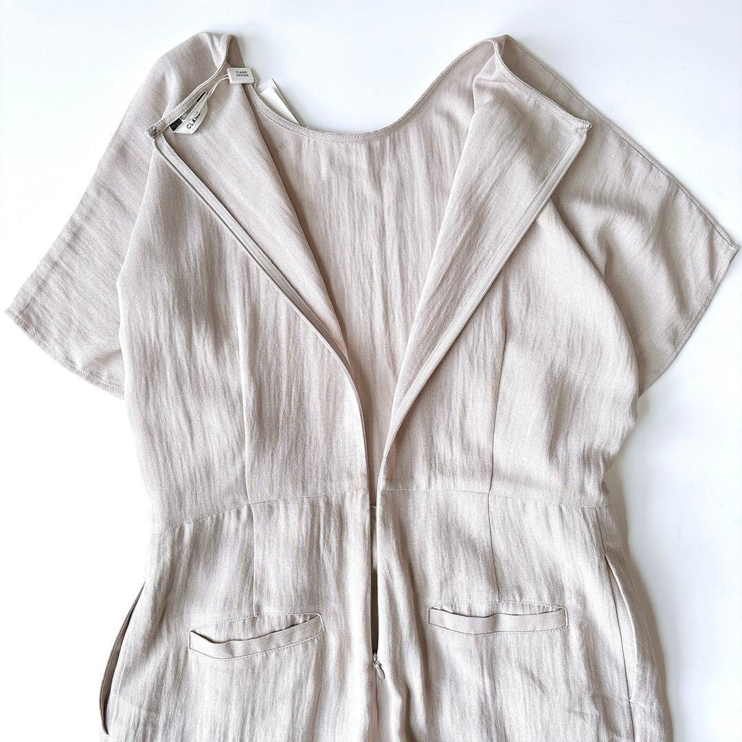 新品⁑クラネ　フォールドオールインワン　グレー　フレンチスリーブ　ワイドパンツ