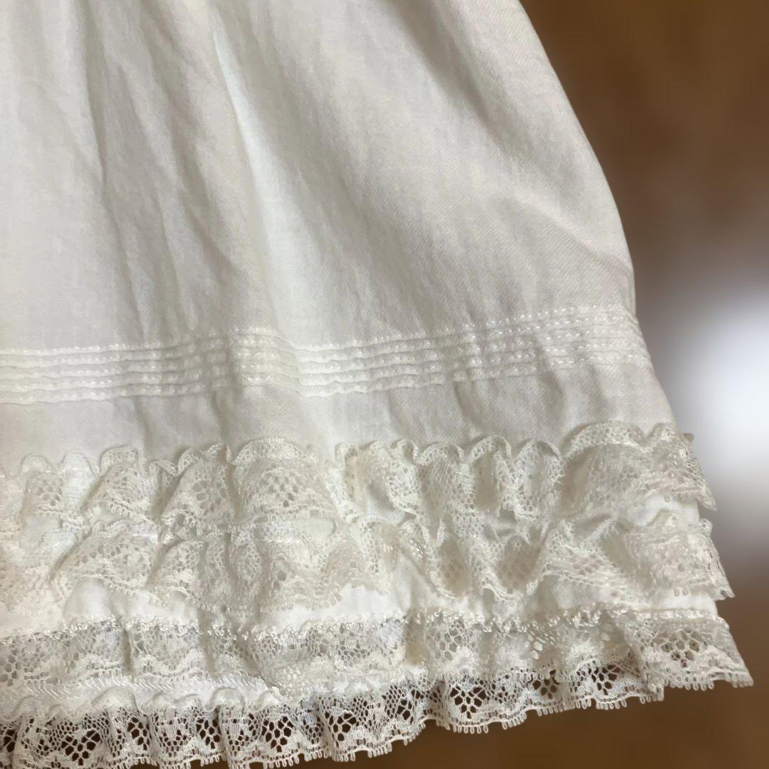 ピンクハウス　チュニック　ブラウス　ホワイト　ピンタック　レースフリル　長袖