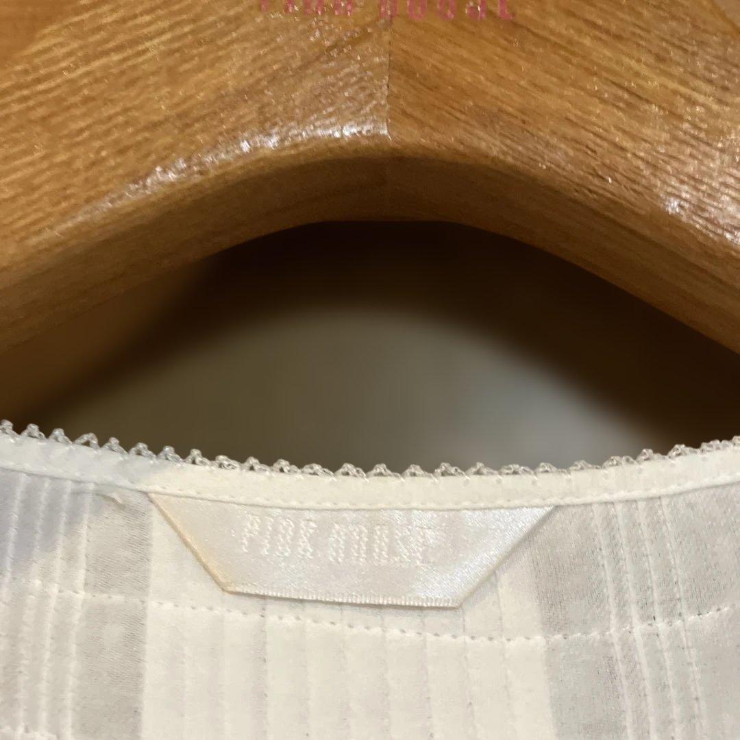 ピンクハウス　チュニック　ブラウス　ホワイト　ピンタック　レースフリル　長袖