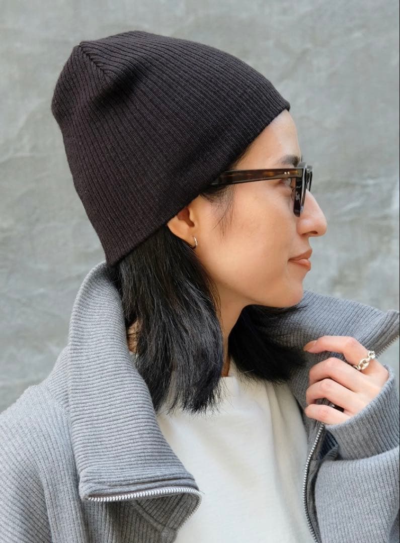 AP STUDIO ウールカシミヤニットビーニー　ブラック