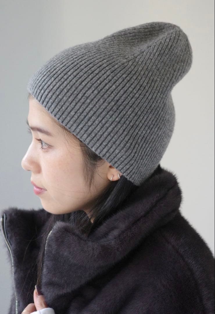 AP STUDIO ウールカシミヤニットビーニー　ブラック