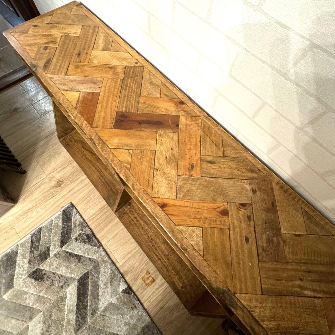 ヴィンテージ　本棚　シェルフ　古材　ヘリンボーン　アンティーク 1点もの