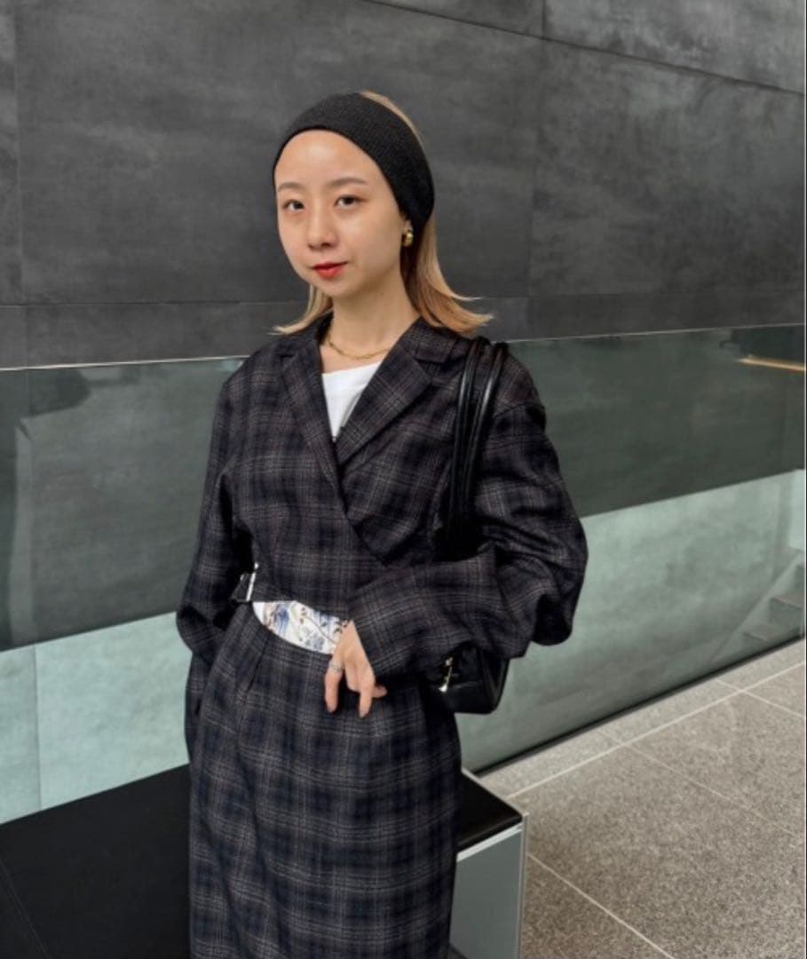 ワンピース Ameri WAIST CROSS CHECK DRESS