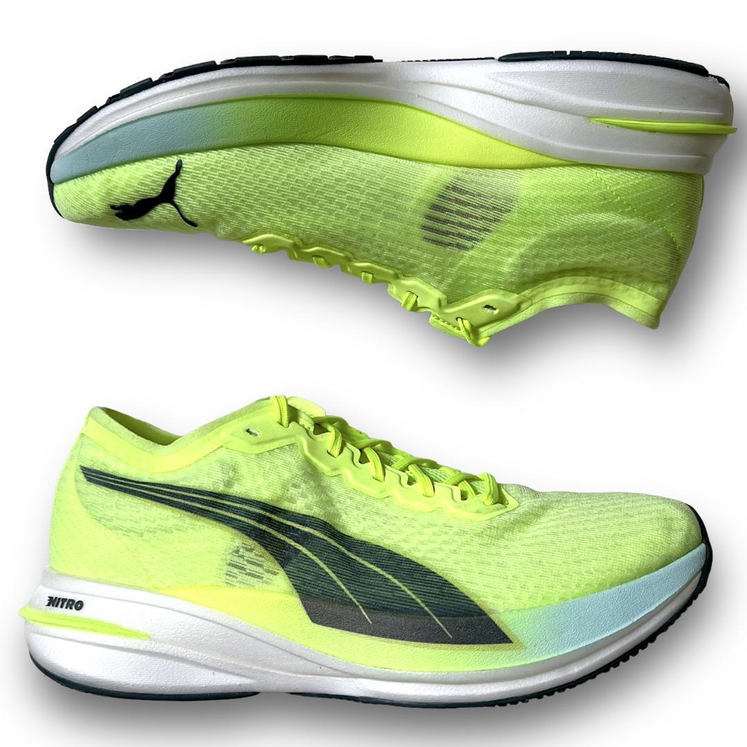 28.5cm プーマ ディヴィエイトニトロ ランニングシューズ イエロー系