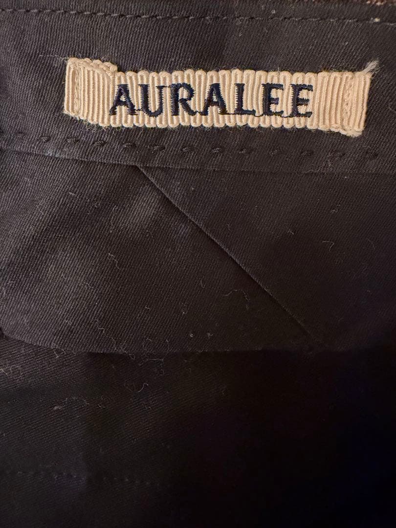 パンツ AURALEE BLUEFACED WOOL CHECK WIDE SLACKS