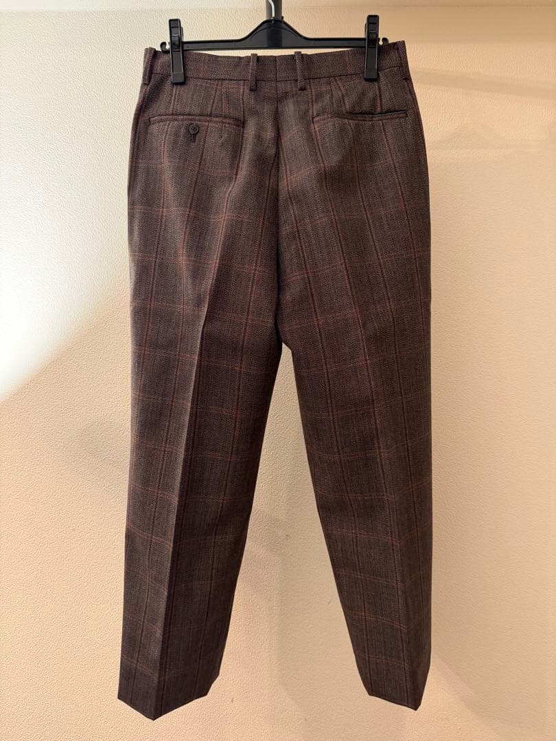 パンツ AURALEE BLUEFACED WOOL CHECK WIDE SLACKS