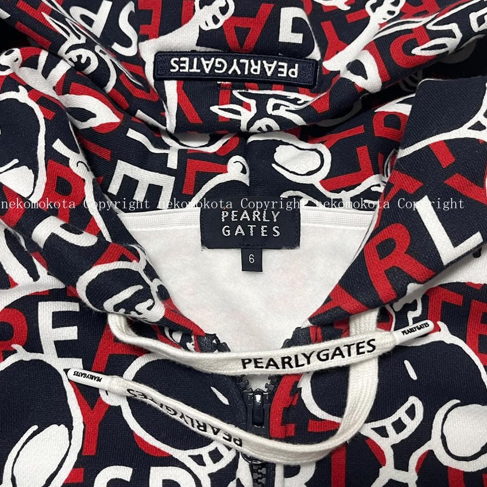 希少 パーリーゲイツ スヌーピー コラボ 裏起毛 パーカー 6 総柄 メンズ