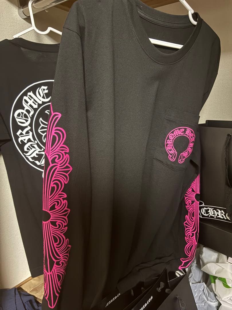 クロムハーツ 袖フローラルバックホースシュープリントジップ長袖カットソー