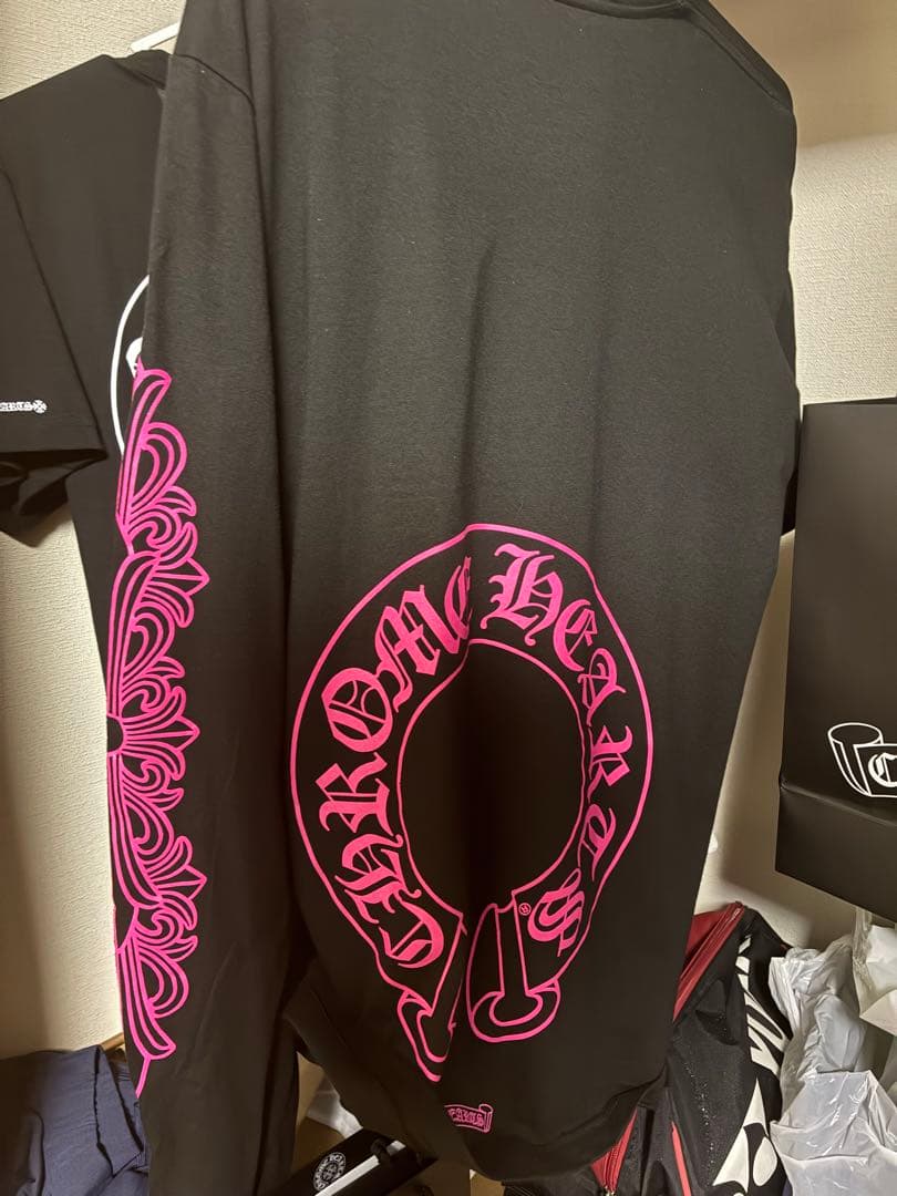 クロムハーツ 袖フローラルバックホースシュープリントジップ長袖カットソー