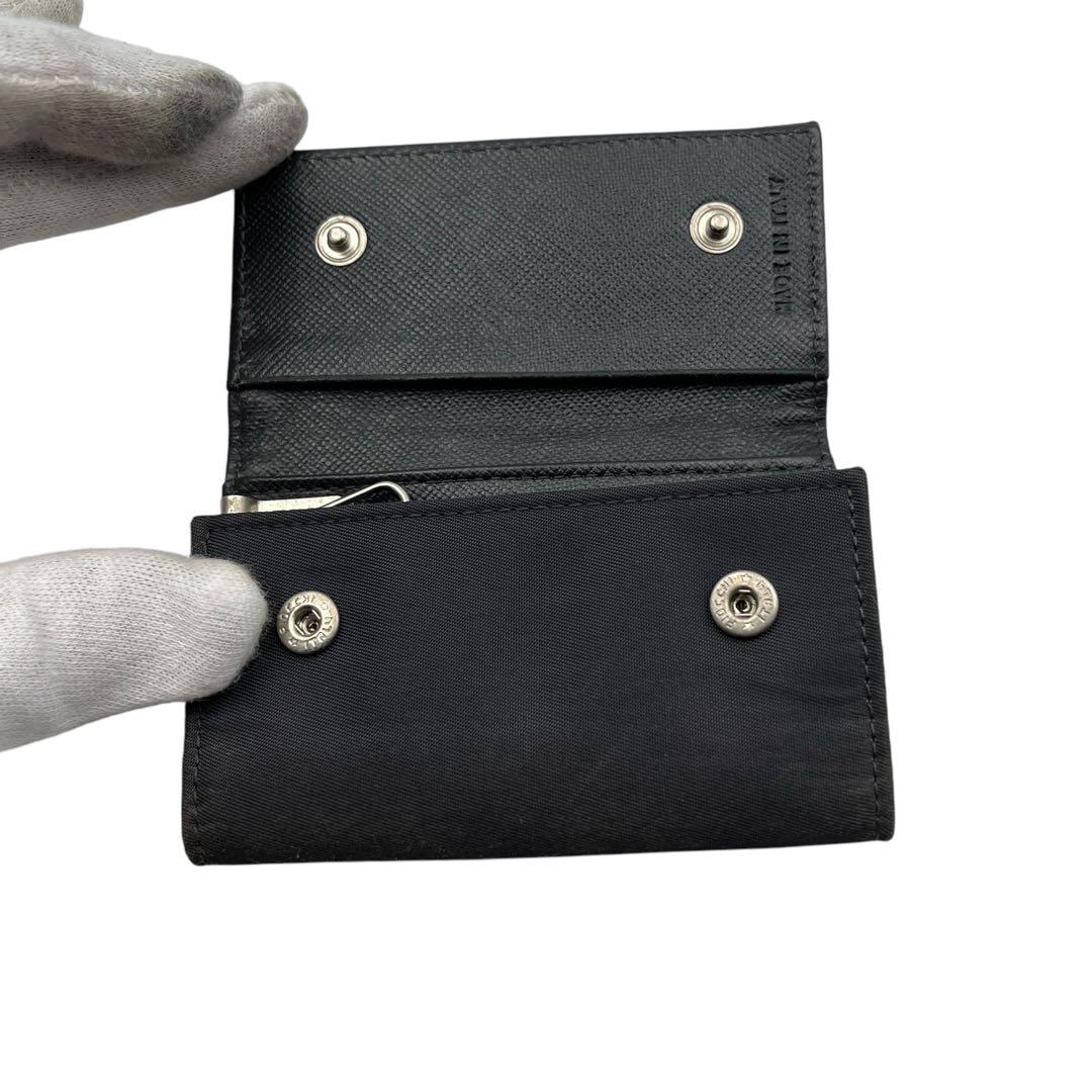 【美品】PRADA プラダ キーケース 黒 リモンタナイロン × サフィアーノ