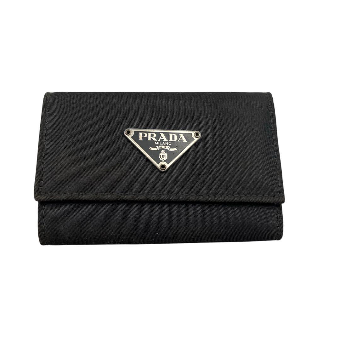 【美品】PRADA プラダ キーケース 黒 リモンタナイロン × サフィアーノ