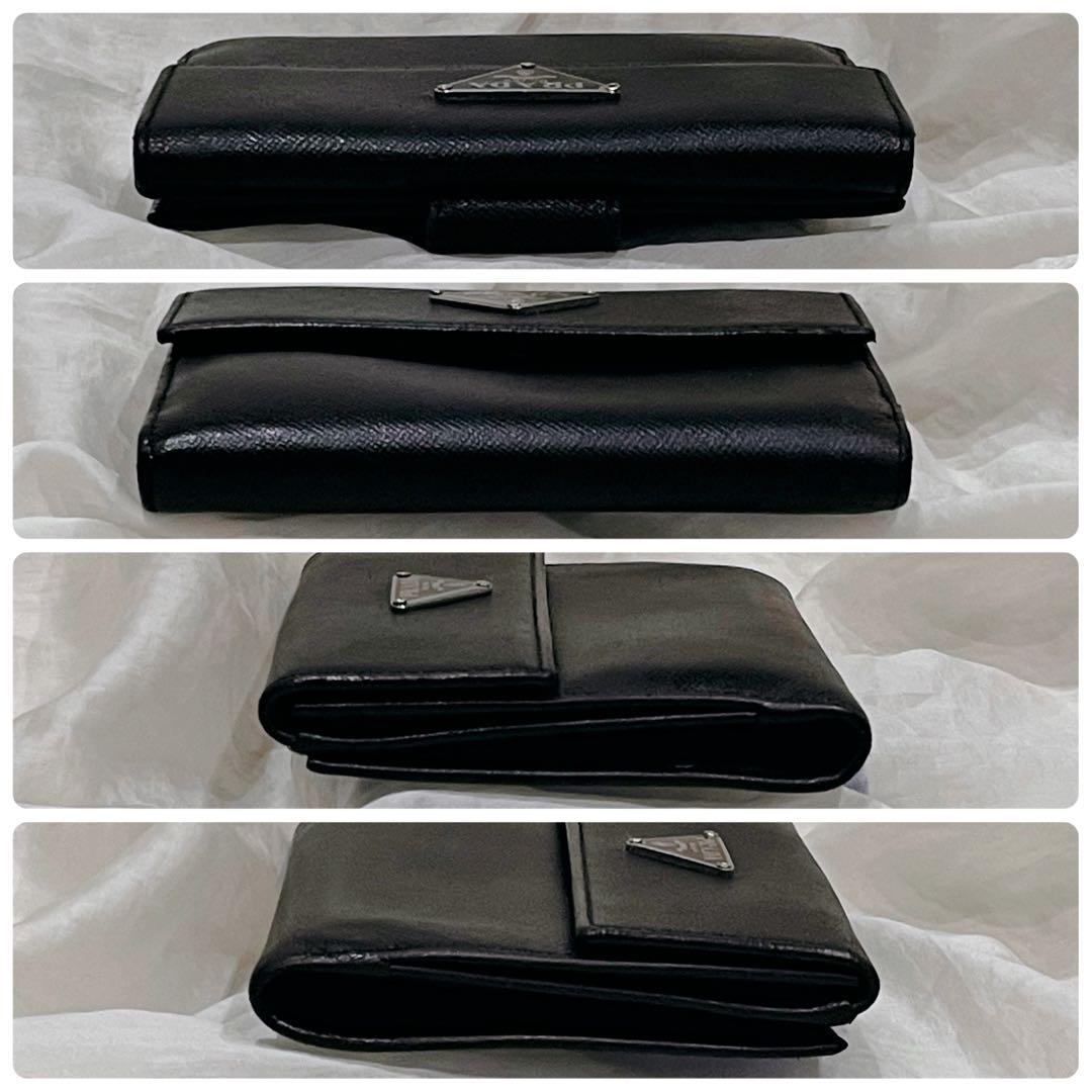 PRADA プラダ サフィアーノ 三角プレート 折り財布 ダークブラウン 焦げ茶