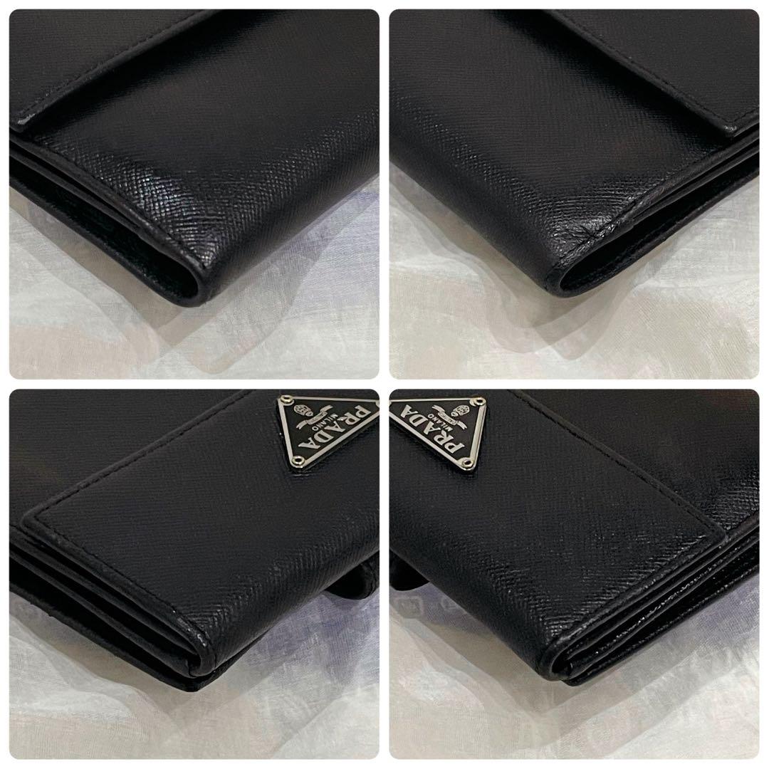PRADA プラダ サフィアーノ 三角プレート 折り財布 ダークブラウン 焦げ茶