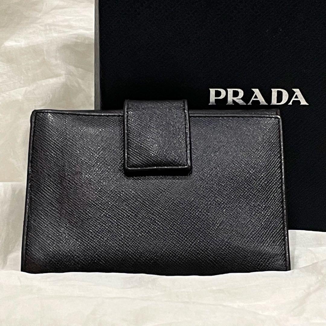 PRADA プラダ サフィアーノ 三角プレート 折り財布 ダークブラウン 焦げ茶