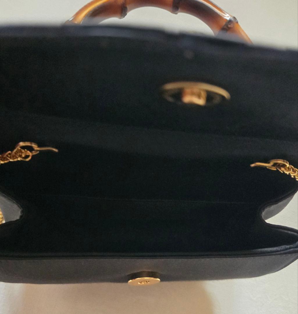 SALE❗稀少ヴィンテージGUCCI ブラックサテンミニバンブーバッグ