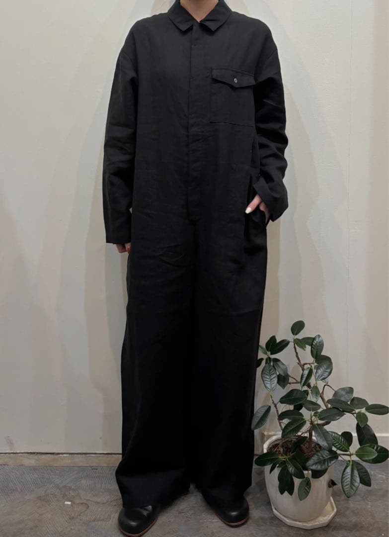 UNIVERSAL TISSU フレンチリネン長袖比翼オールインワン