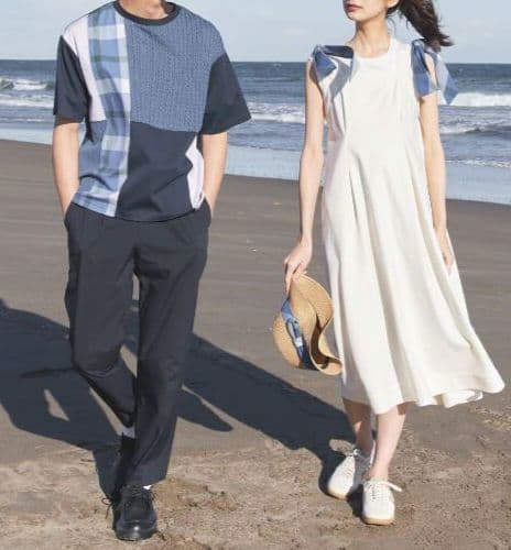 25SS 美品 ブルーレーベルクレストブリッジ ショルダーリボンロングワンピース