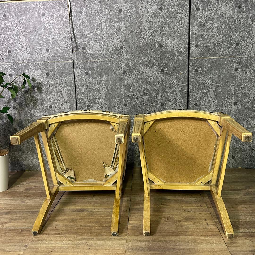 トトロ꧁イタリア製꧂ダイニングチェア2脚 ストライプ ヨーロッパ 食卓椅子