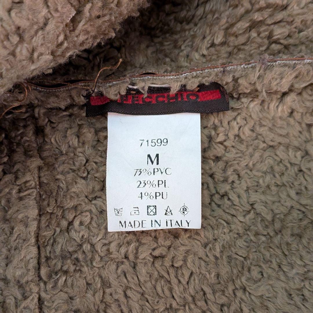 n　ITALY製 90s 00s ロングコート レザーコート ボア