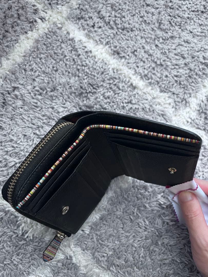 ポールスミス Paul Smith 二つ折り財布 ジップストローグレイン 黒