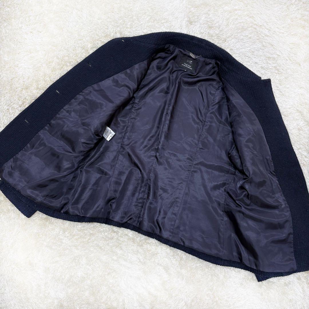 【美品】23区　ツイード　ウール　ジャケット　ネイビー　大きめサイズ　48 5L