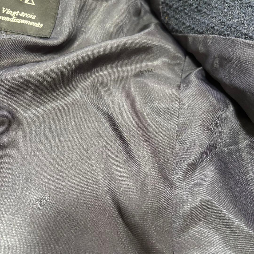 【美品】23区　ツイード　ウール　ジャケット　ネイビー　大きめサイズ　48 5L