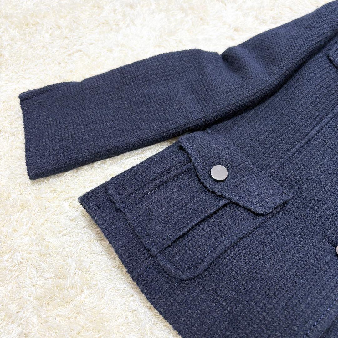 【美品】23区　ツイード　ウール　ジャケット　ネイビー　大きめサイズ　48 5L