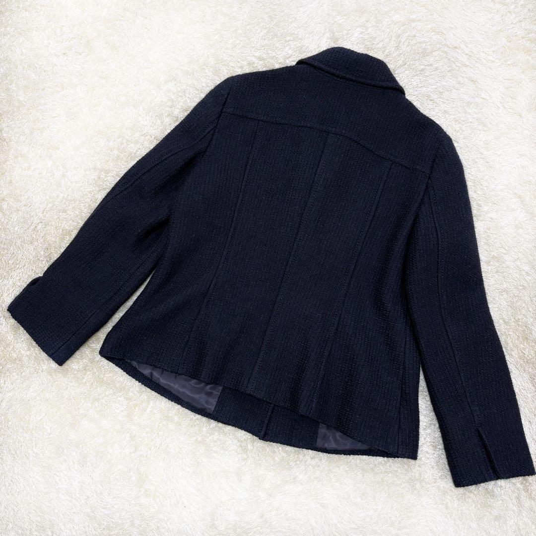 【美品】23区　ツイード　ウール　ジャケット　ネイビー　大きめサイズ　48 5L
